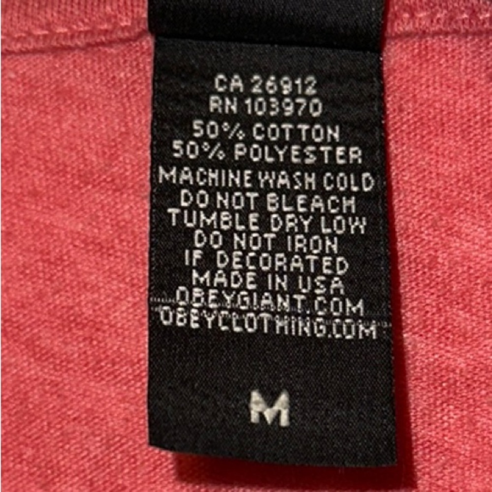 Obey Women's Red V-Neck Graphic Tee - Picture 2 of 5